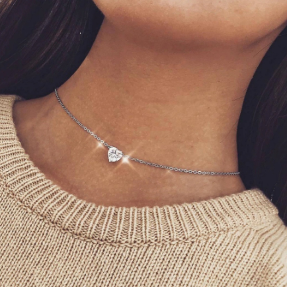 Crystal Heart Pendant Love Necklace